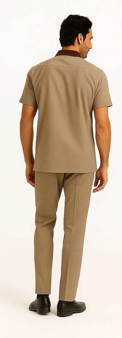 Mens Houndstooth Walking Suit by Dreams by Zacchi  2 Piece Lei sure Set in brown/tan- $99