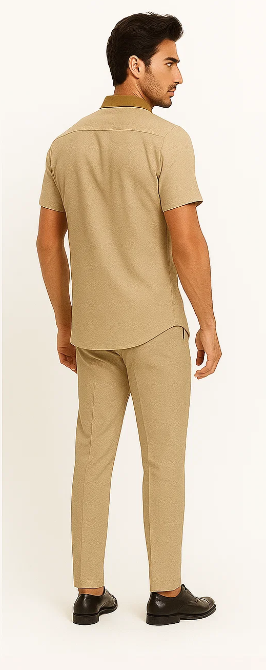Mens Houndstooth Walking Suit by Dreams by Zacchi  2 Piece Lei sure Set in camel- $99