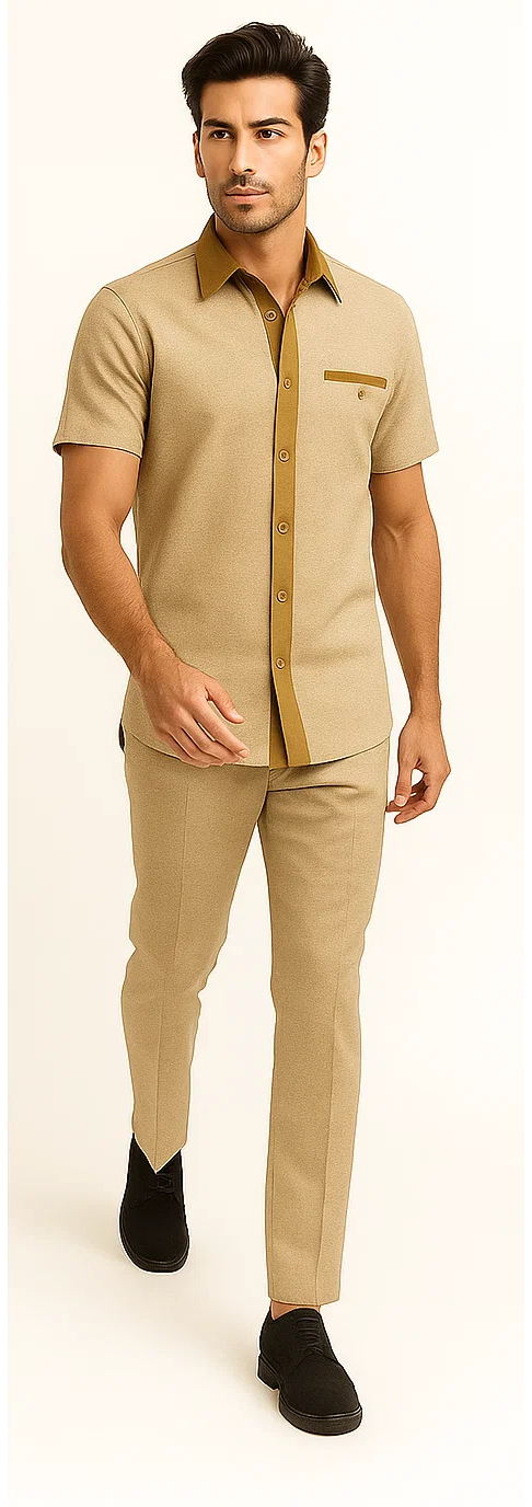 Mens Houndstooth Walking Suit by Dreams by Zacchi  2 Piece Lei sure Set in camel- $99