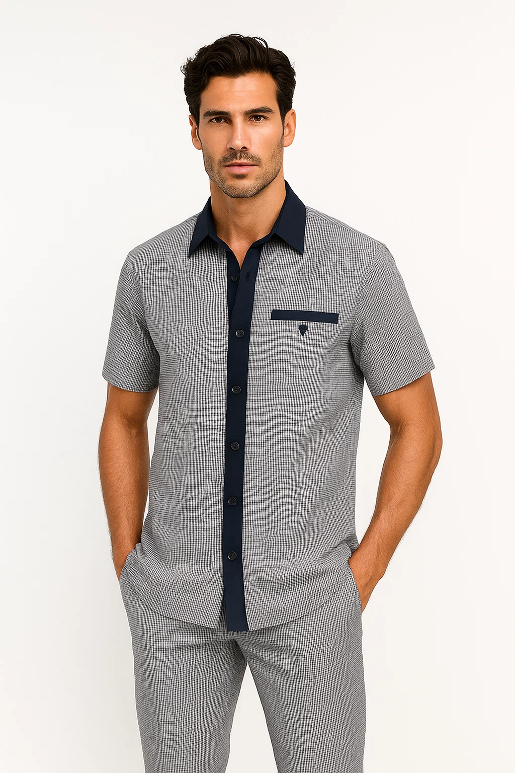 Mens Houndstooth Walking Suit by Dreams by Zacchi  2 Piece Lei sure Set in navy/white- $99