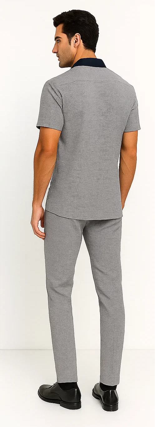 Mens Houndstooth Walking Suit by Dreams by Zacchi  2 Piece Lei sure Set in navy/white- $99