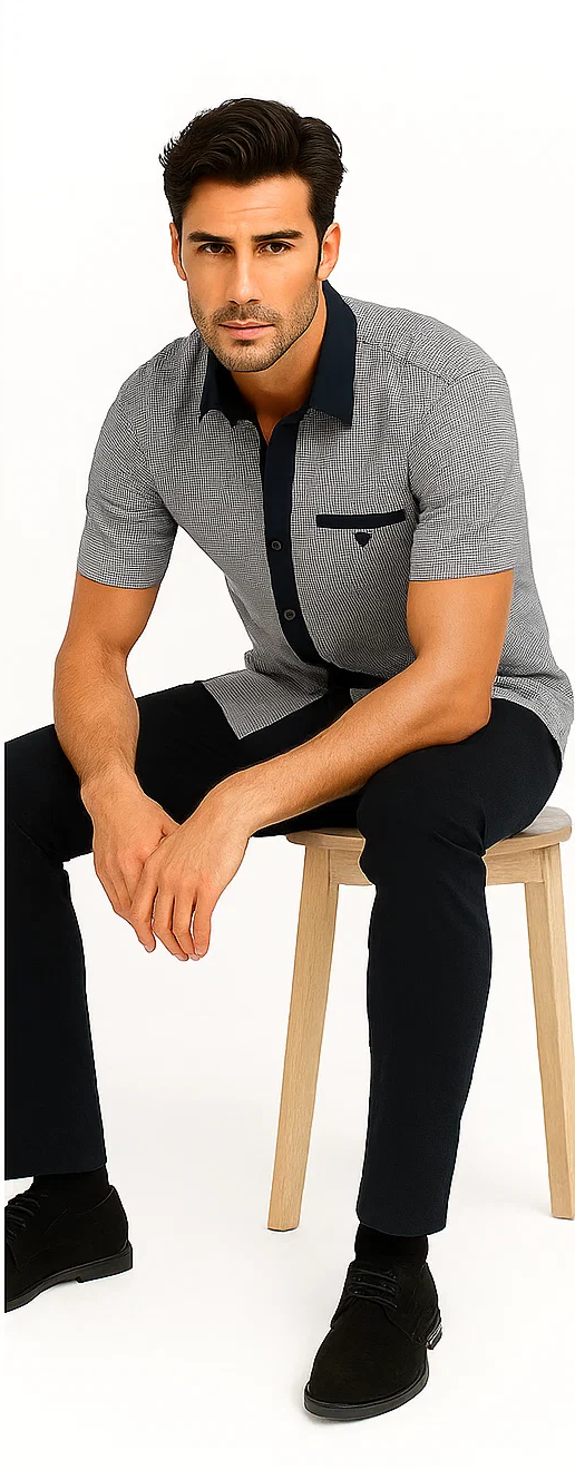 Mens Houndstooth Walking Suit by Dreams by Zacchi  2 Piece Lei sure Set in navy/white- $99