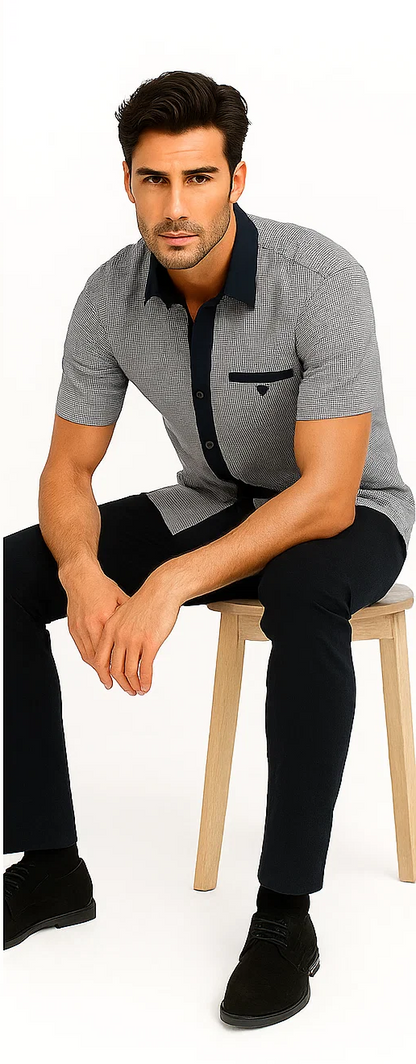 Mens Houndstooth Walking Suit by Dreams by Zacchi  2 Piece Lei sure Set in navy/white- $99