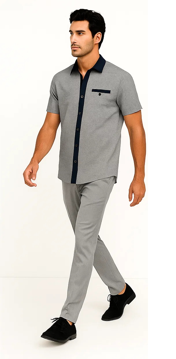 Mens Houndstooth Walking Suit by Dreams by Zacchi  2 Piece Lei sure Set in navy/white- $99