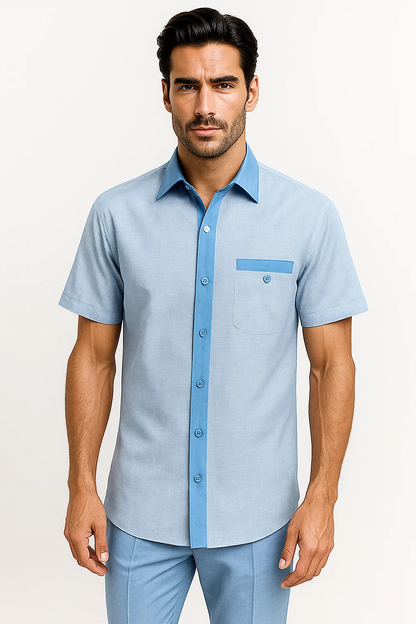 Mens Houndstooth Walking Suit by Dreams by Zacchi  2 Piece Lei sure Set in skyblue- $99