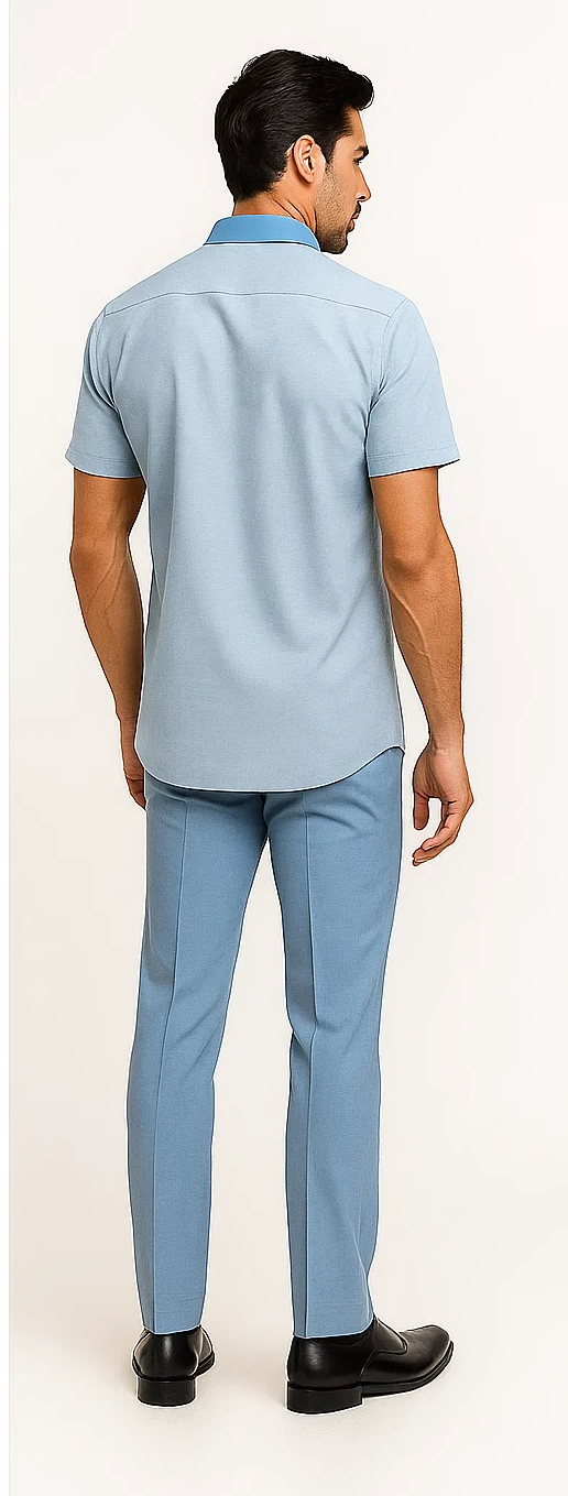 Mens Houndstooth Walking Suit by Dreams by Zacchi  2 Piece Lei sure Set in skyblue- $99