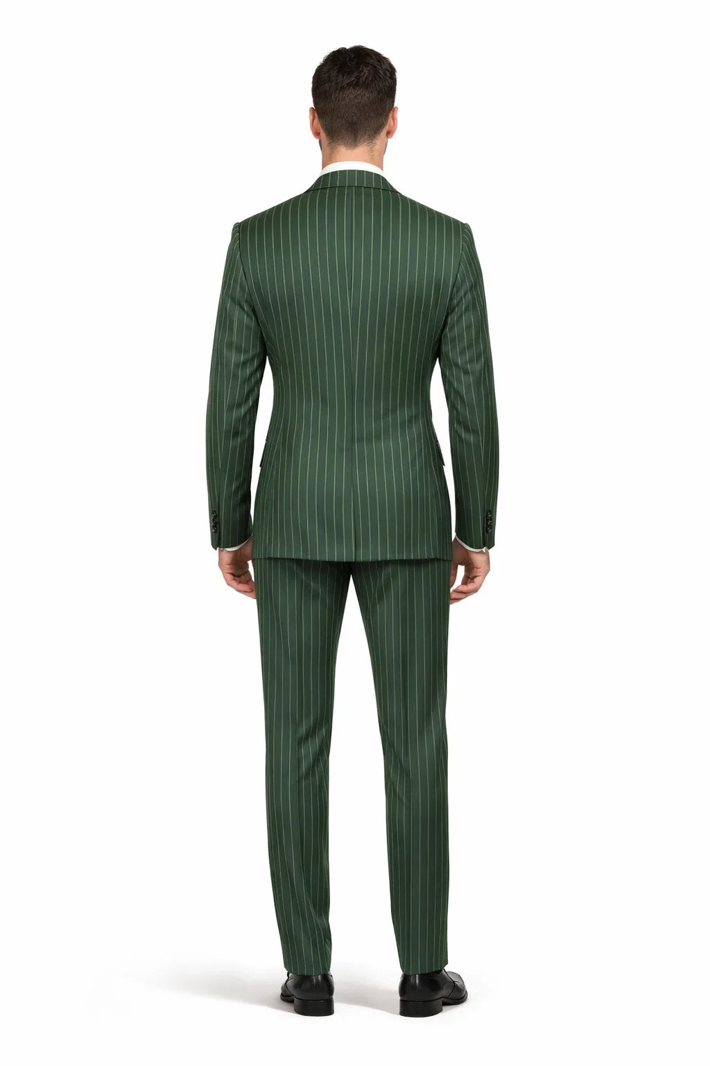 Mens Hunter Green Pinstripe Double-Breasted Suits  Bold 6-Buttons Vintage Gangster Style 1920s Look