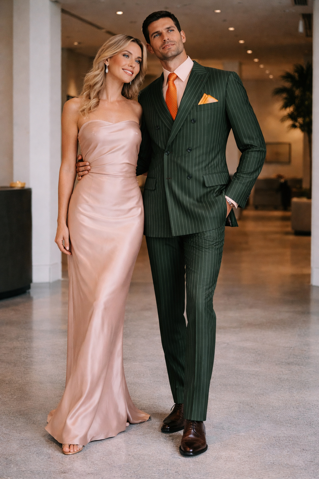 Mens Hunter Green Pinstripe Double-Breasted Suits  Bold 6-Buttons Vintage Gangster Style 1920s Look