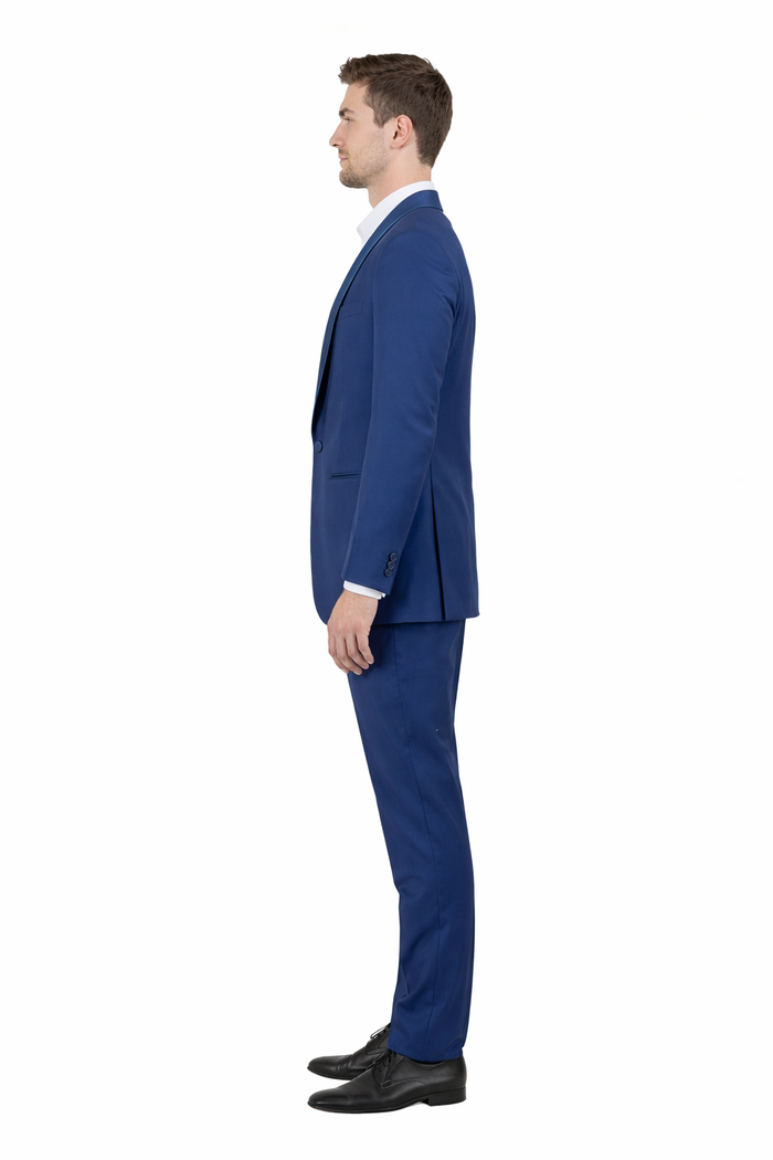 Cobalt Blue Tuxedo with Blue Lapel - All Indigo Blue Wedding Suit - Dark Royal