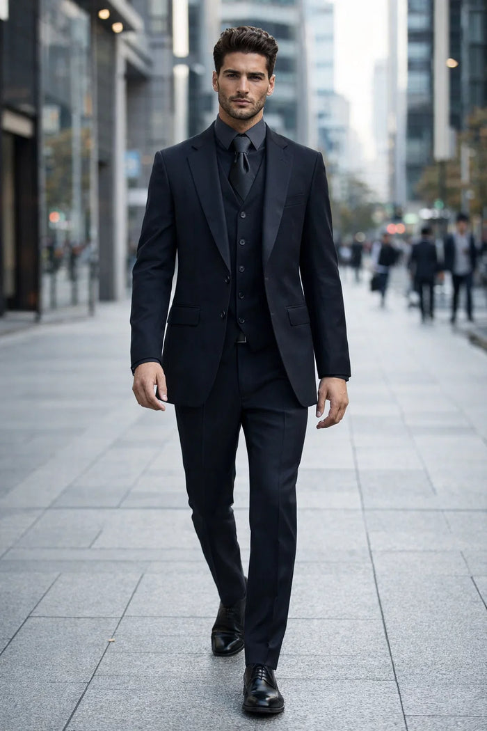 Men's John Wick Black Suit Jacket + Pants Shirt and Tie Package