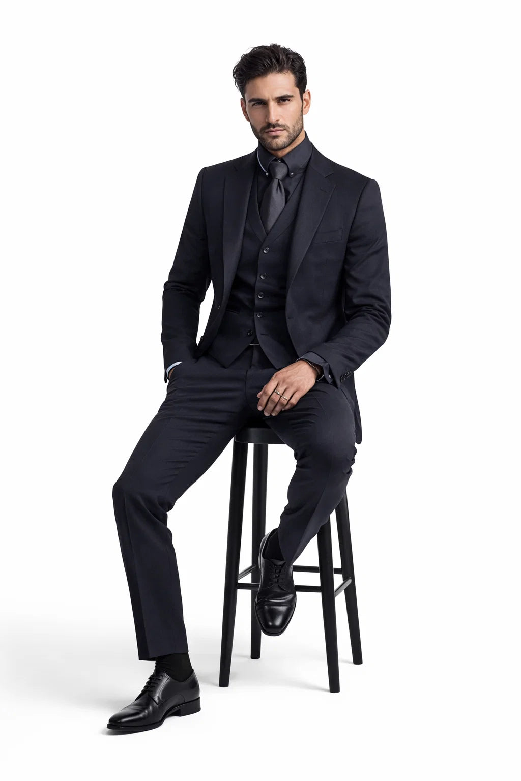 Mens John Wick Black Suit Jacket + Pants Shirt and Tie Package