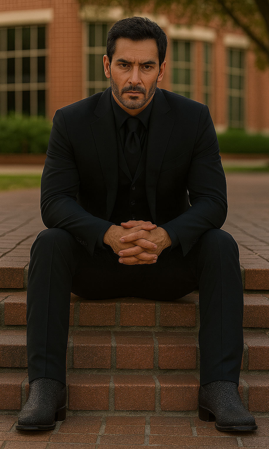 Mens John Wick Vested Black Suit Package + Shirt & Tie