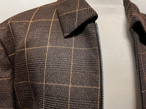 Mens Leisure Casual Suit Brown Windowpane 6775