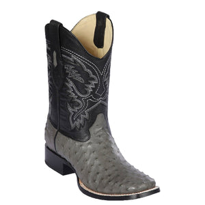 Men's Los Altos Ostrich Skin Wide Square Toe Boots -A
