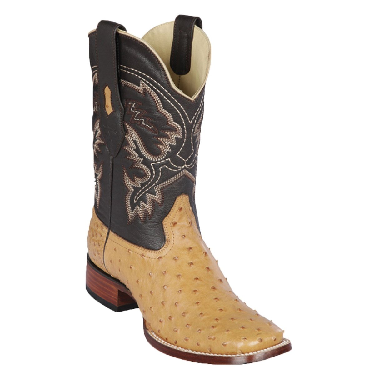 Men's Los Altos Ostrich Skin Wide Square Toe Boots -A
