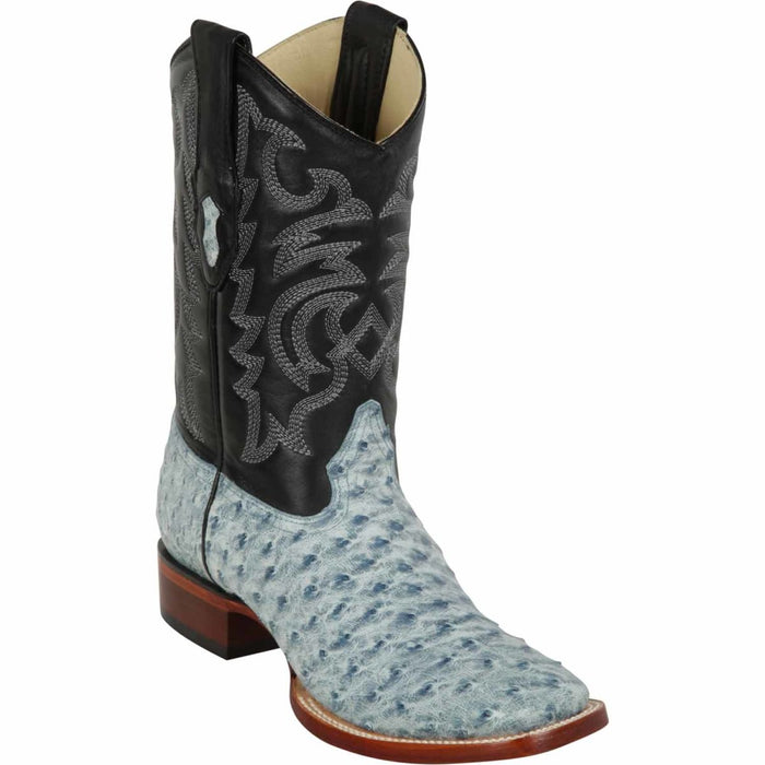 Men's Los Altos Ostrich Skin Wide Square Toe Boots -A