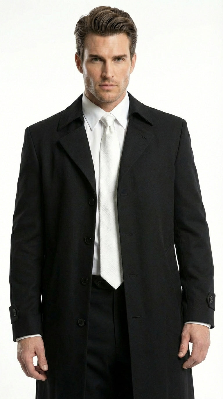 Men's Maxi  Black Full Length Zoot Suit – Vintage Gangster Style Long Coat Formal Suit
