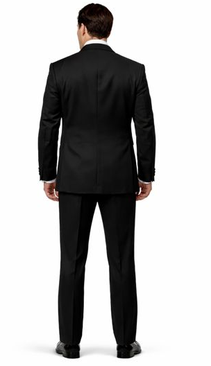 Mens Modern Fit 1 Button Peak Trim Wool Tuxedo in Black