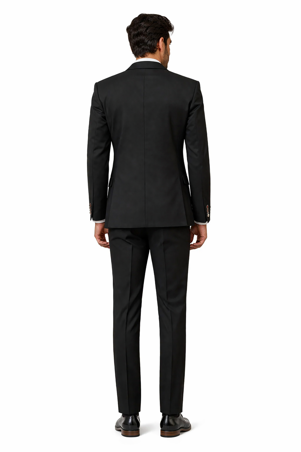 Mens Modern Fit Double Breasted Shawl Lapel Suit in Black