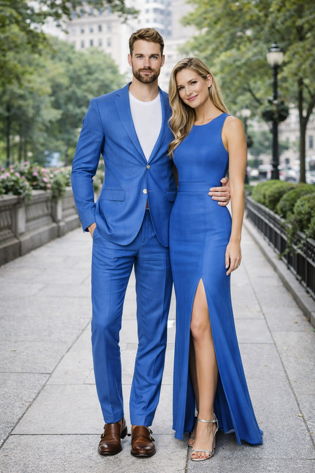Mens Modern Fit Linen Wedding Suit Indigo