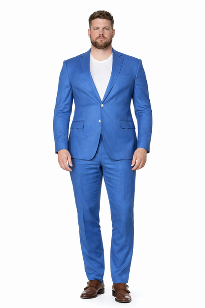 Mens Modern Fit Linen Wedding Suit Indigo