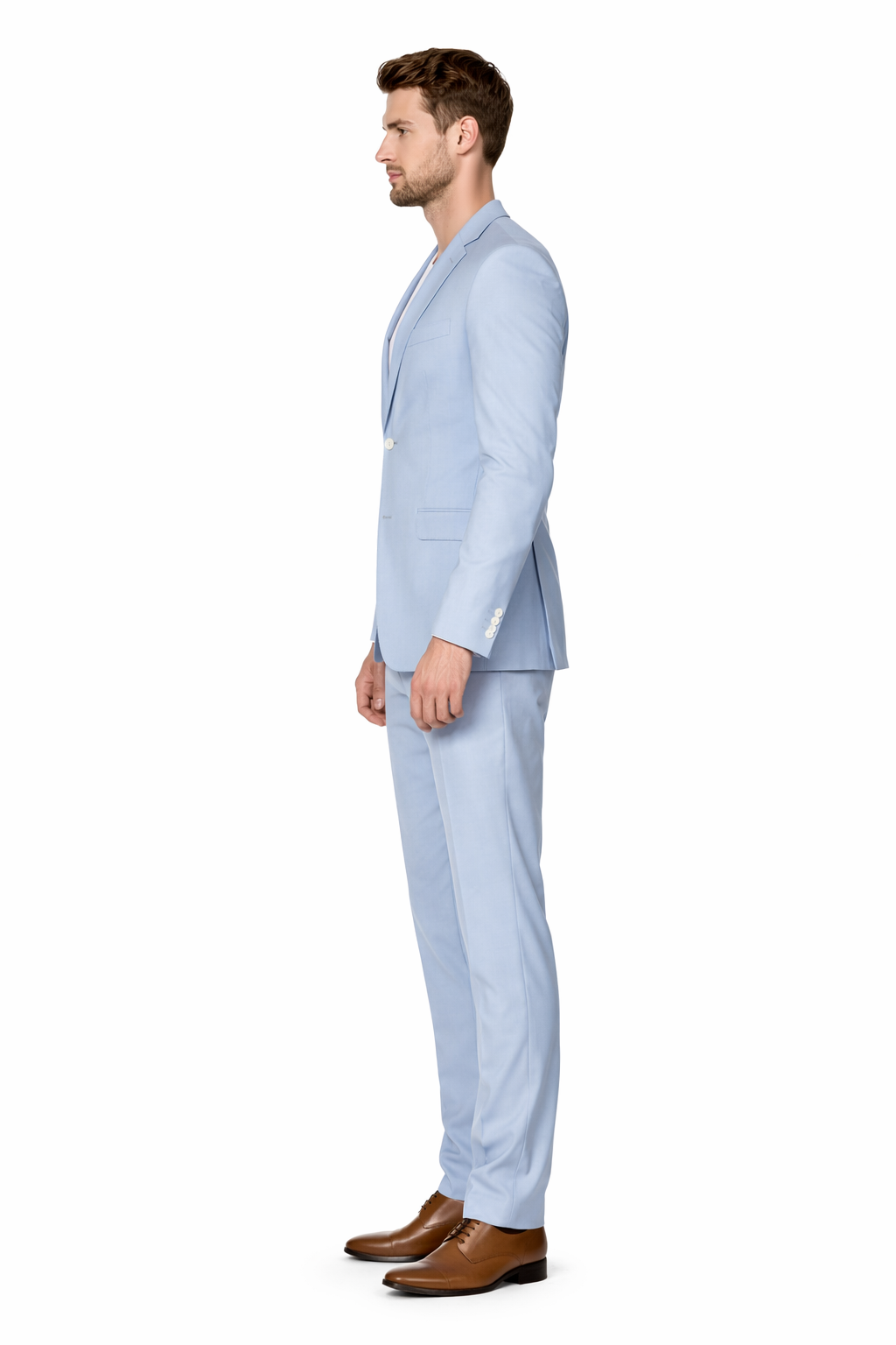 Mens Modern Fit Linen Wedding Suit Light Blue