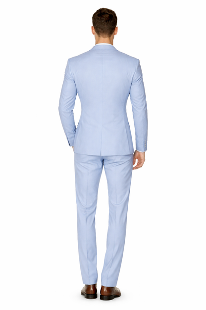 Mens Modern Fit Linen Wedding Suit Light Blue