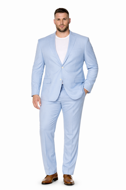 Mens Modern Fit Linen Wedding Suit Light Blue