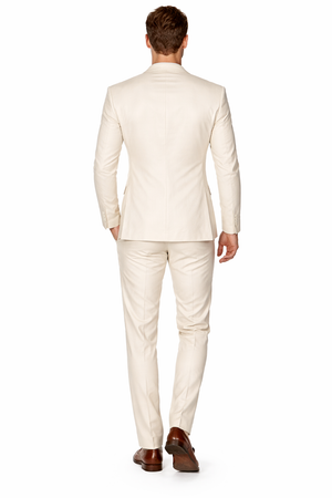 Mens Modern Fit Linen Wedding Suit Natural Tan