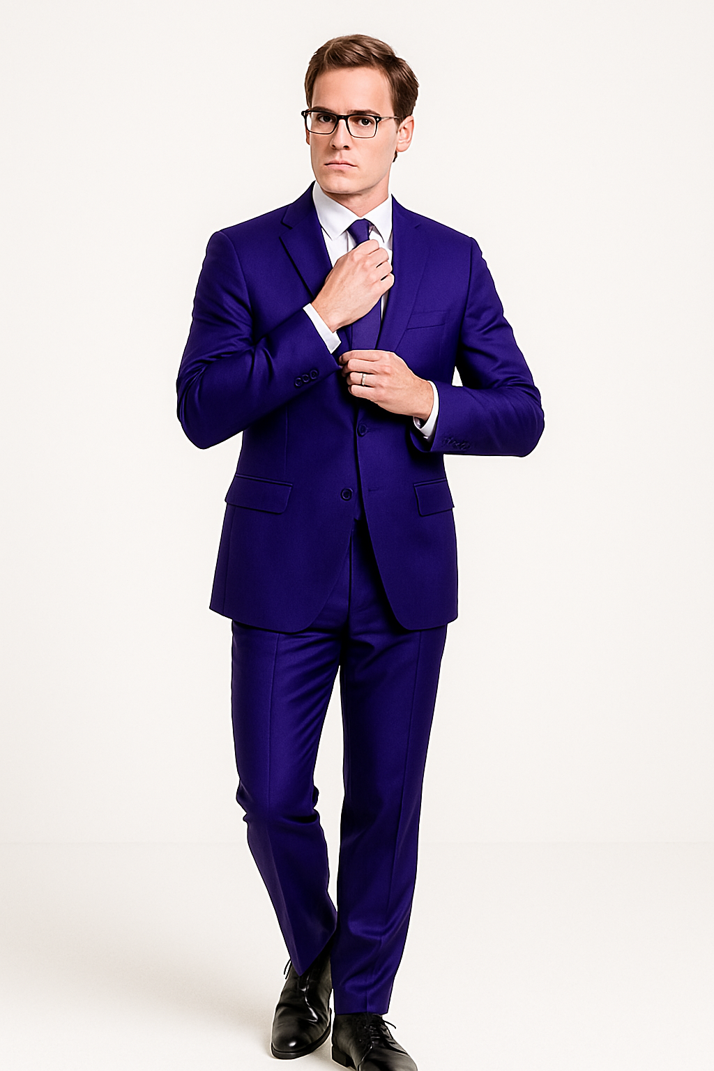 Mens Modern Fit Shiny Sharkskin Suit in Purple