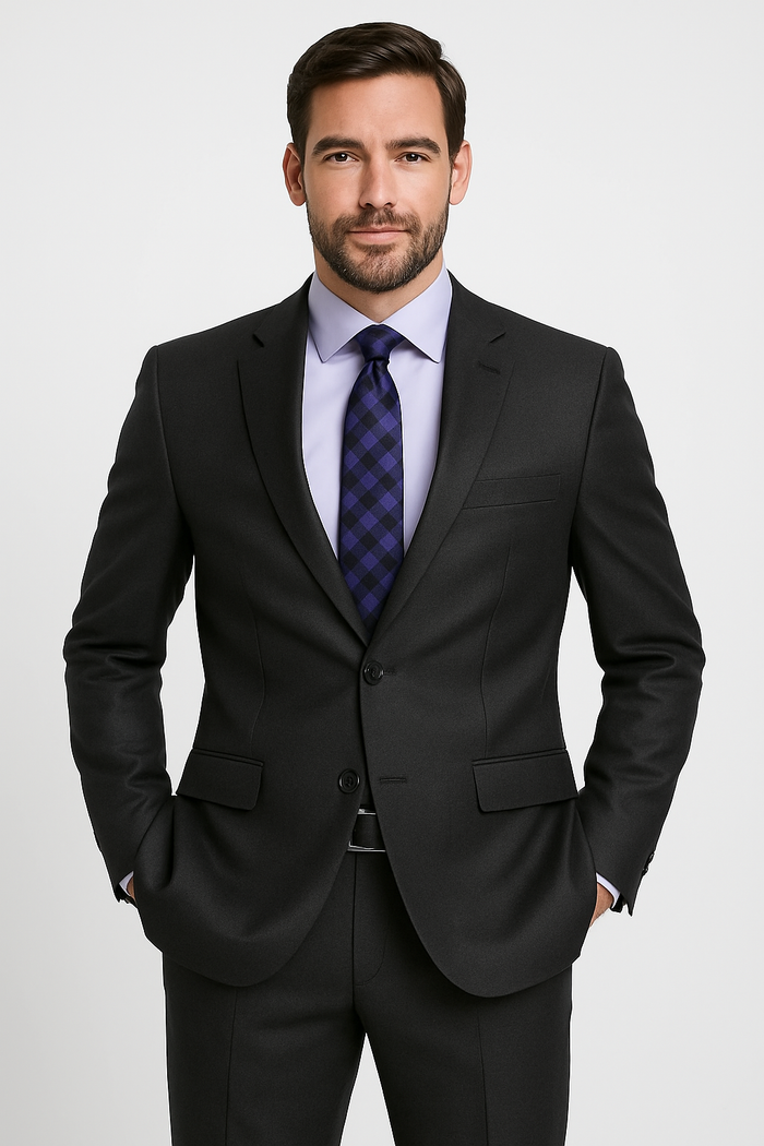 Men's Shiny Sharkskin Suit in Silver Grey