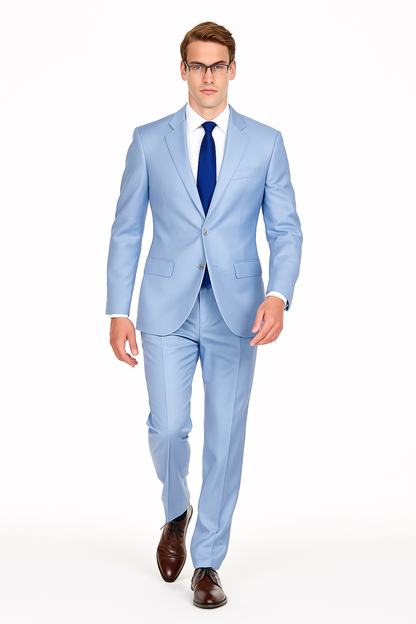 Mens Modern Fit Summer Wedding Suit Light Blue