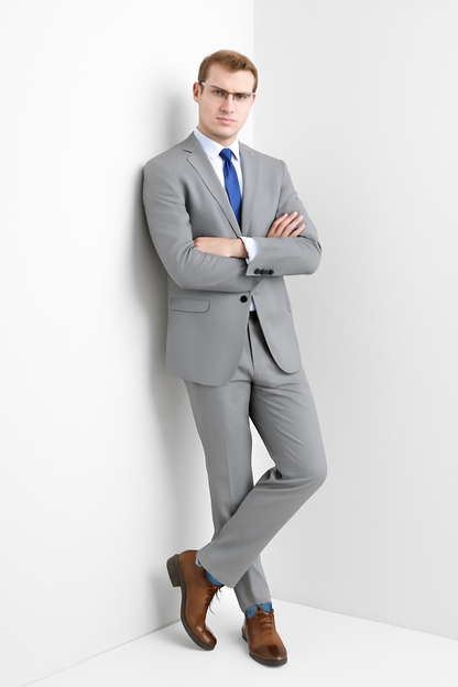 Mens Modern Fit Summer Wedding Suit Light Grey