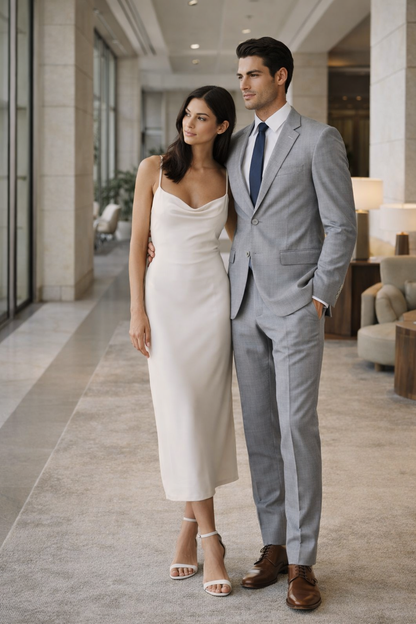 Mens Modern Fit Summer Wedding Suit Light Grey