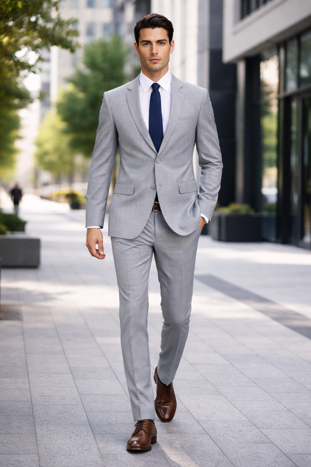 Mens Modern Fit Summer Wedding Suit Light Grey