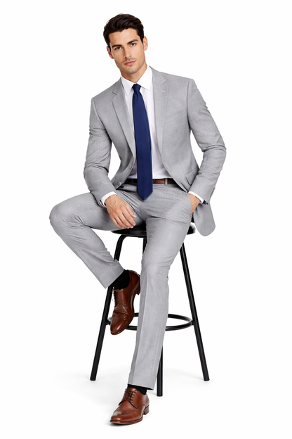Mens Modern Fit Summer Wedding Suit Light Grey