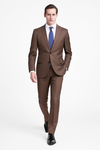 Mens Modern Fit Textured Suit Light Brown