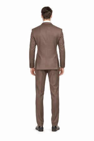 Mens Modern Fit Textured Suit Light Brown