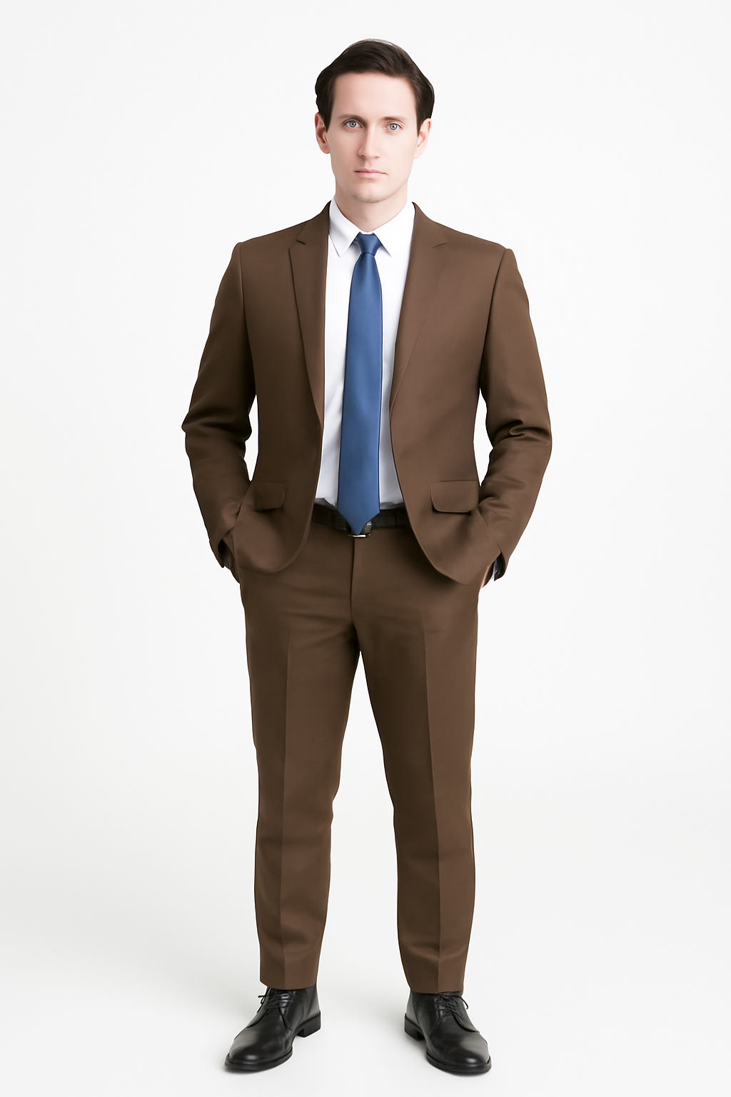 Mens Modern Fit Textured Suit Light Brown