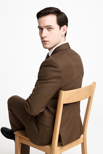 Mens Modern Fit Textured Suit Light Brown