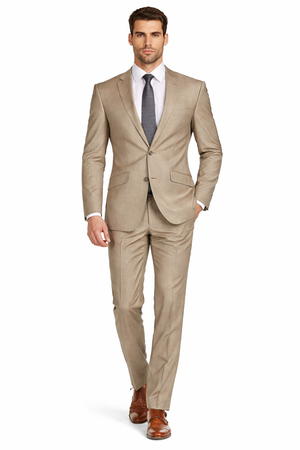 Mens Modern Fit Textured Suit Light Taupe