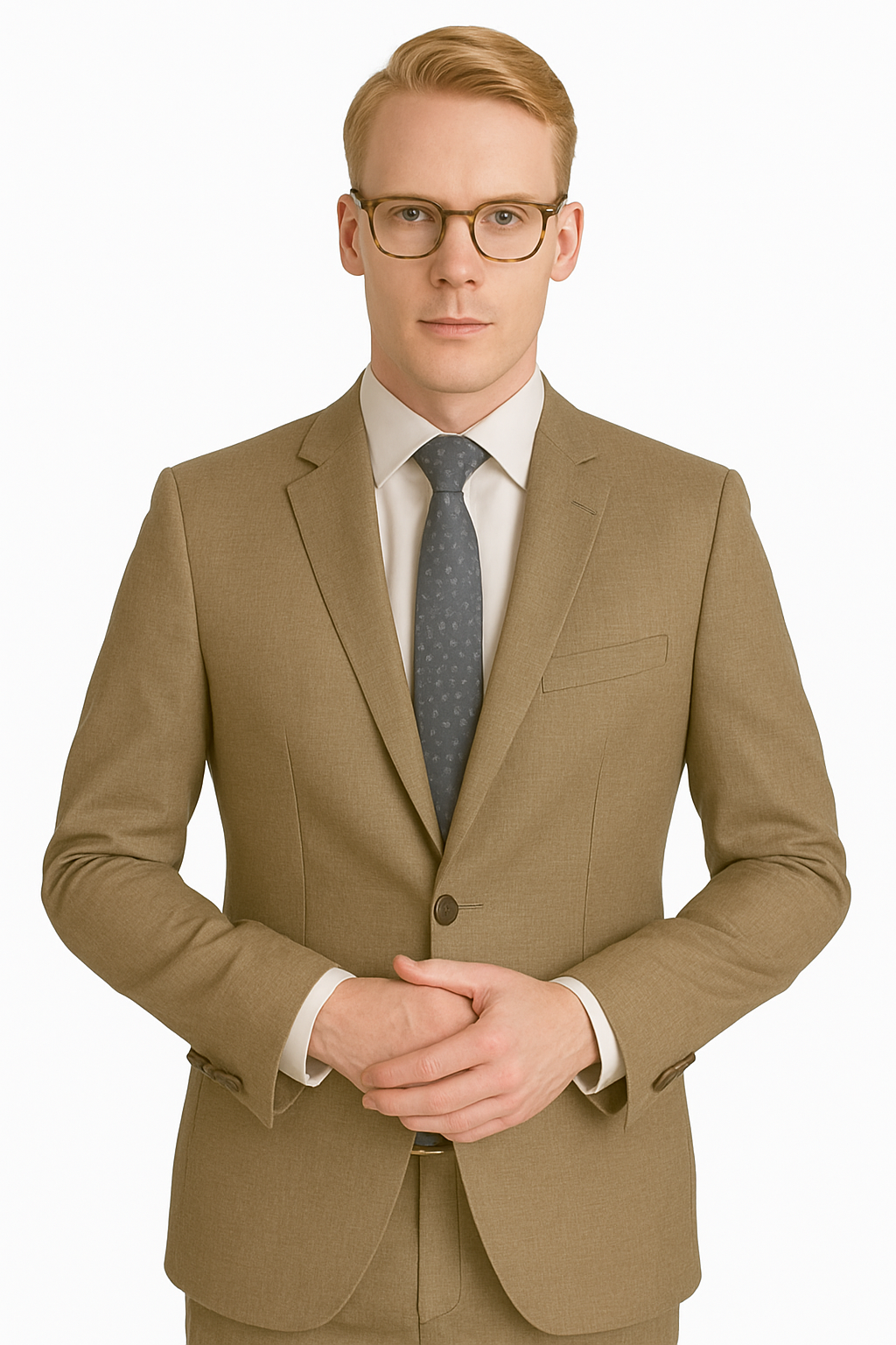 Mens Modern Fit Textured Suit Light Taupe