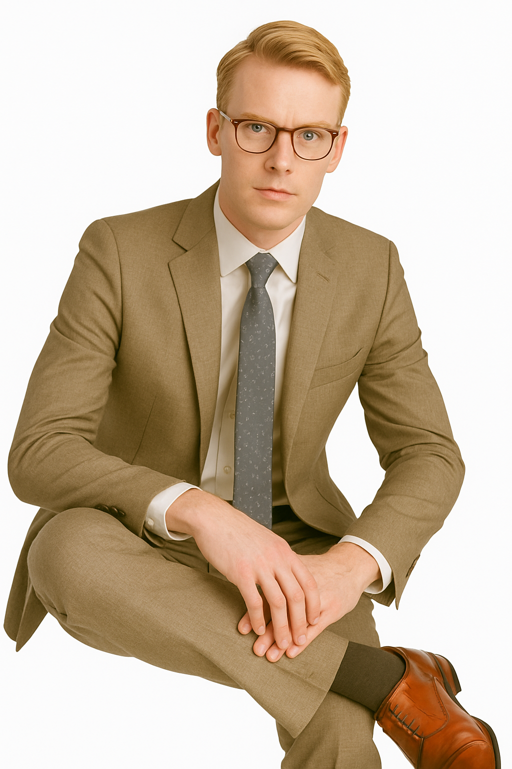 Mens Modern Fit Textured Suit Light Taupe