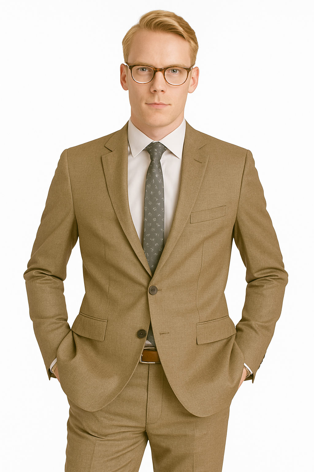 Mens Modern Fit Textured Suit Light Taupe