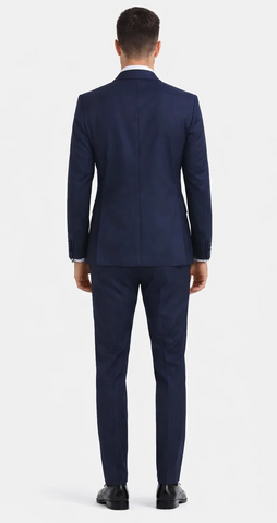 Mens Modern Fit Vested Shawl Tuxedo in Navy with Navy Trim