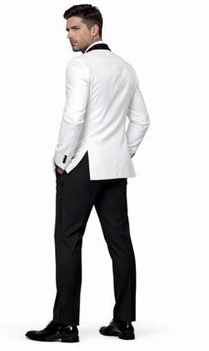 Mens Modern Fit Wool Shawl Tuxedo in White