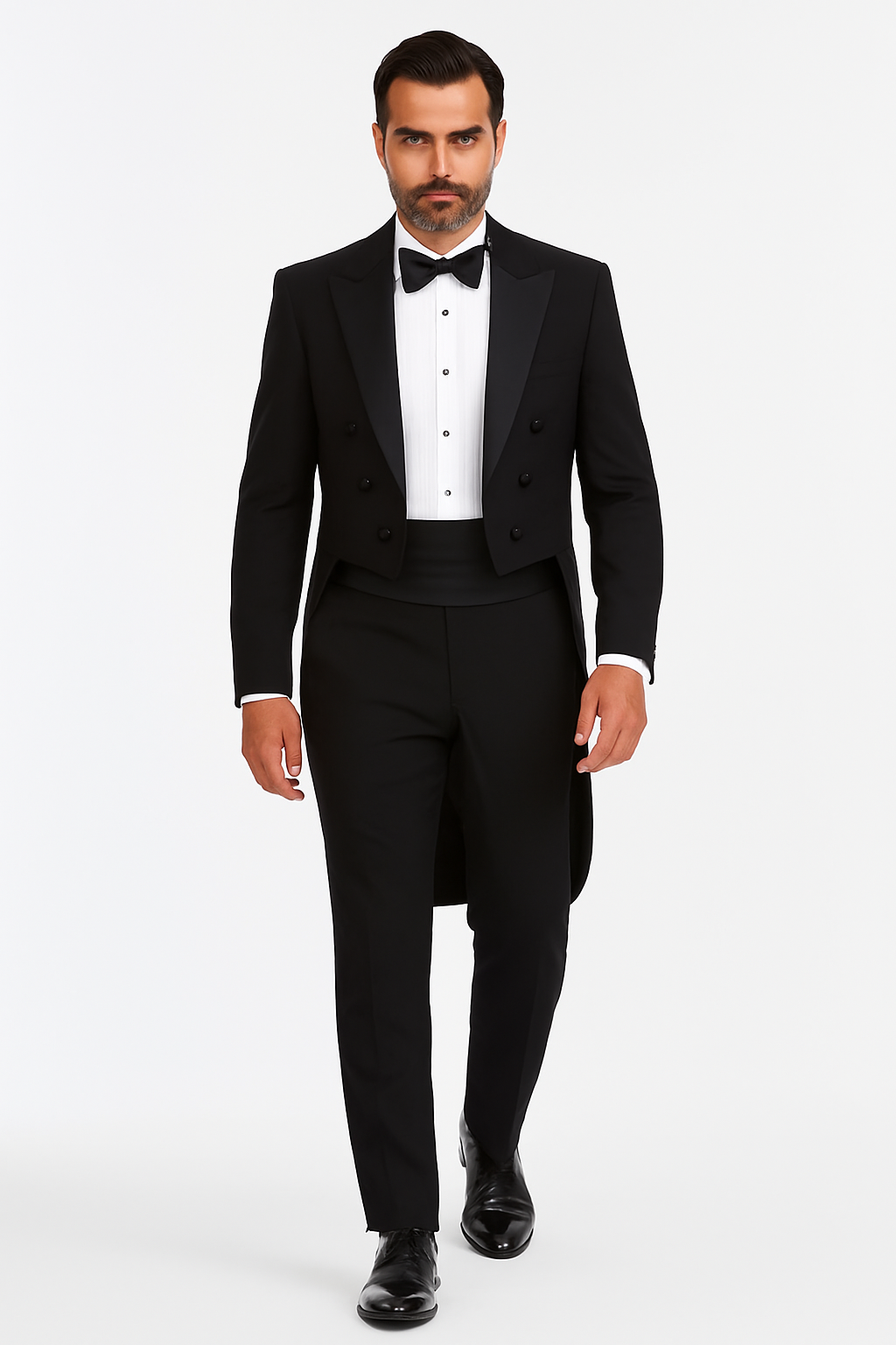 56 Men 56 Mens Modern Tail Tuxedo in Black