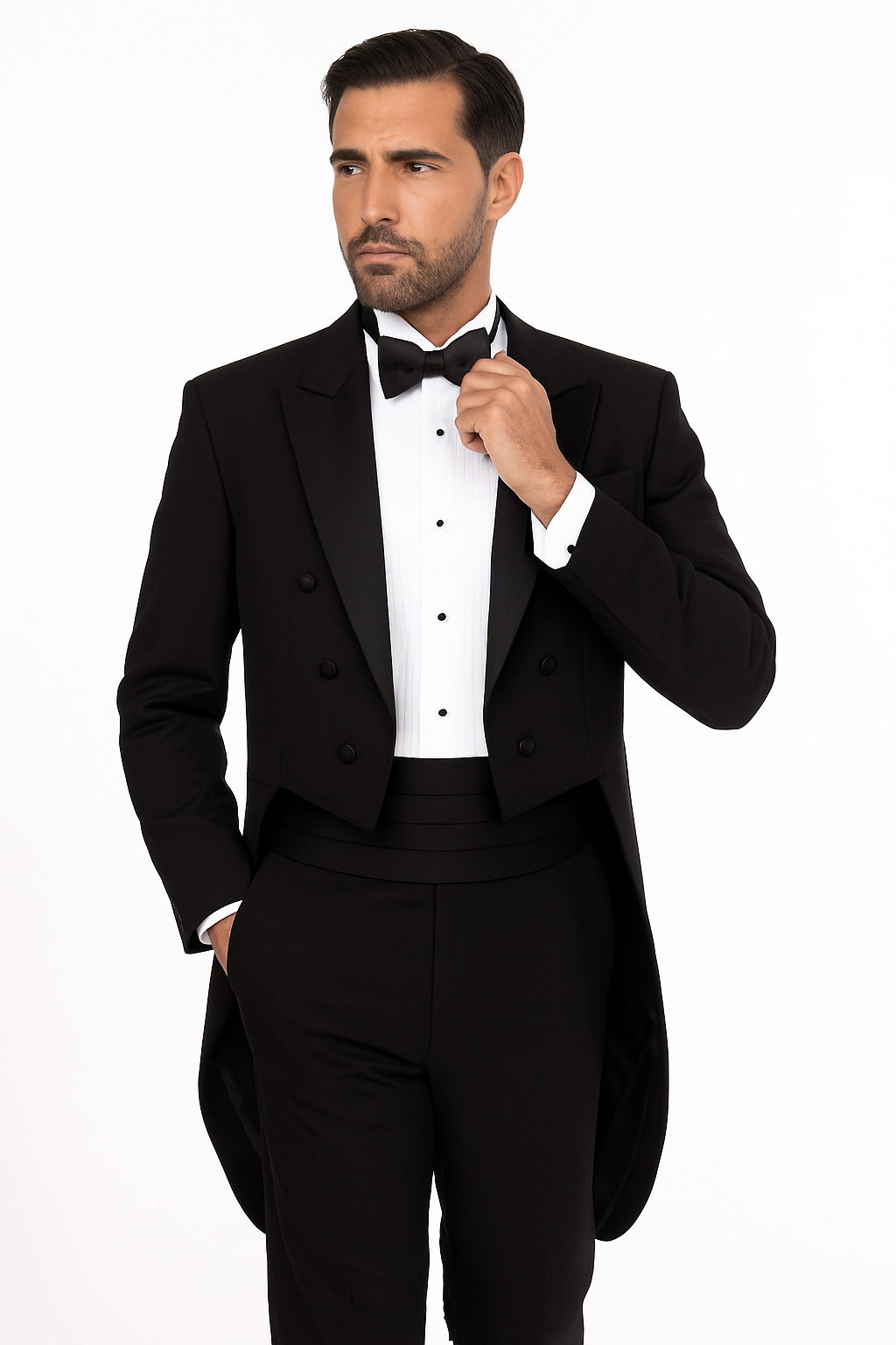 56 Men 56 Mens Modern Tail Tuxedo in Black