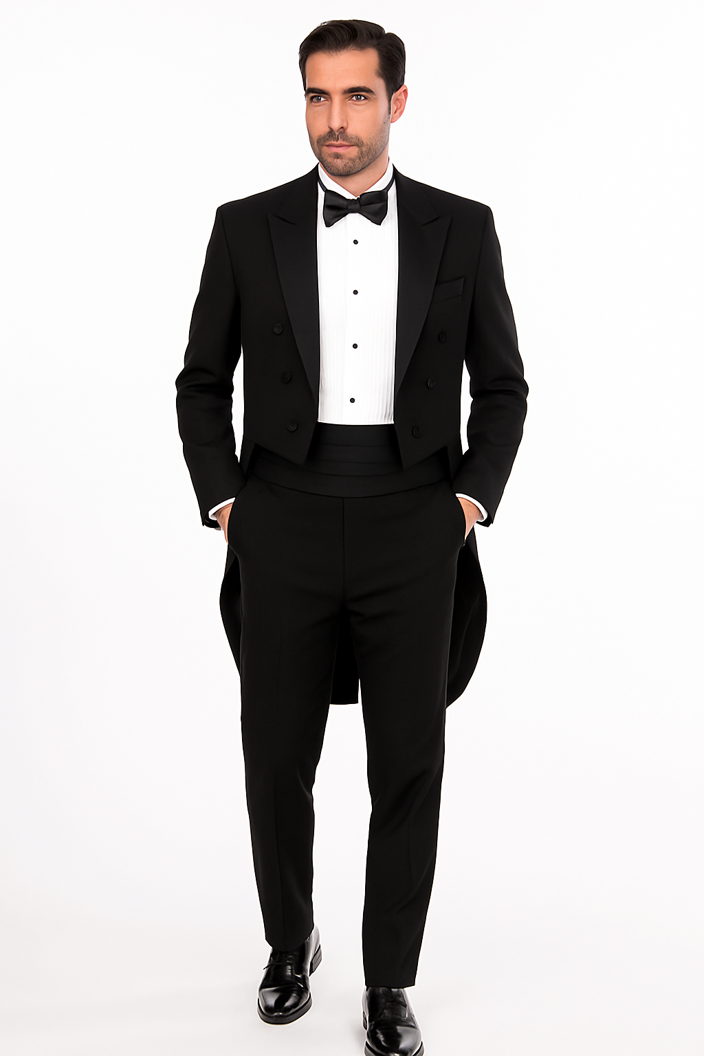 56 Men 56 Mens Modern Tail Tuxedo in Black