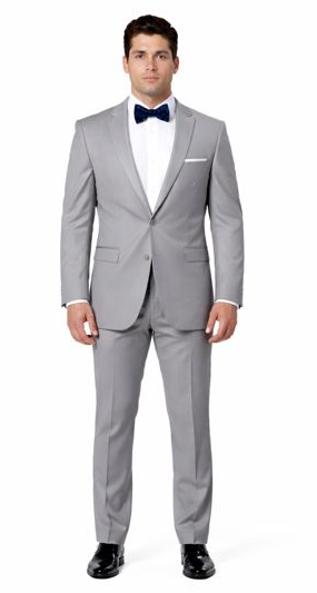 Mens Modern Wool Peak Trim Wedding Tuxedo in Grey